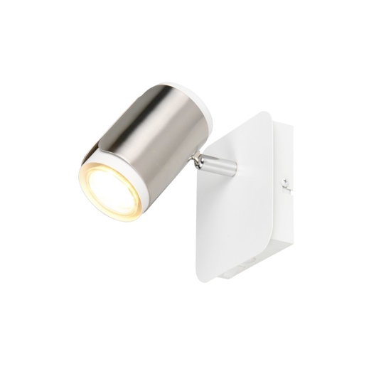 Applique da comodino con interruttore spot orientabile bianco nickel