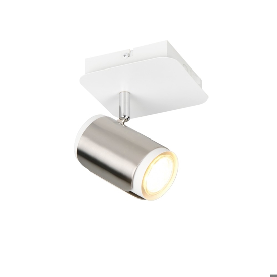 Applique da comodino con interruttore spot orientabile bianco nickel