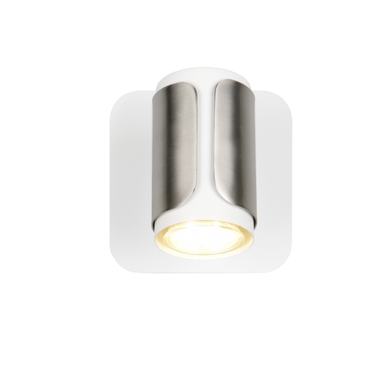 Applique da comodino con interruttore spot orientabile bianco nickel