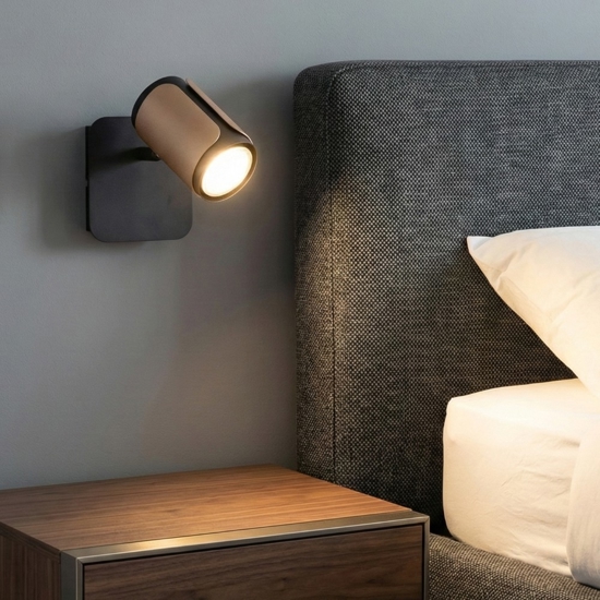 Applique da comodino con interruttore nero caffe per camera da letto