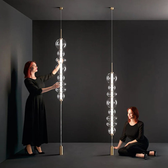 Bubbles perenz lampada da terra bolle vetro led 3000k altezza regolabile
