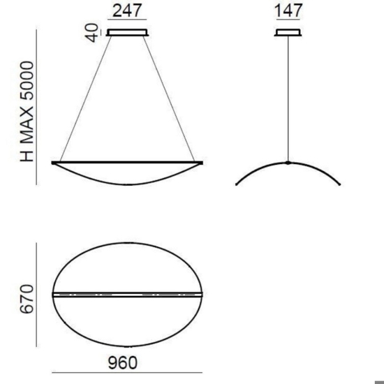 Diphy stilnovo lampadario moderno led 54w dimmerabile dali 3000k