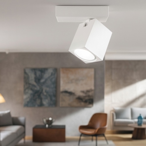 Plafoniera lampada da soffitto bianca orientabile squadrata oddy perenz