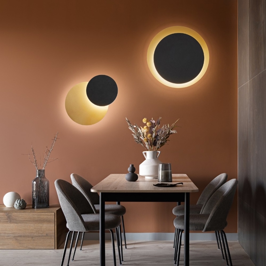 Plafoniera moderna drum oro nero led 43w 3000k perenz