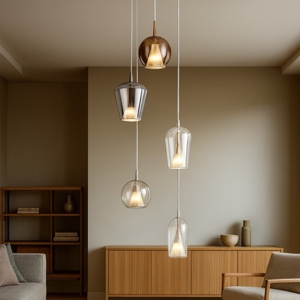 Lampadario vetri multicolor pendenti moderno per soggiorno