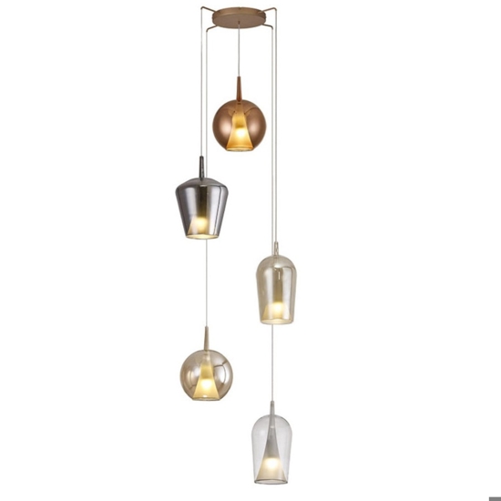 Lampadario vetri multicolor pendenti moderno per soggiorno