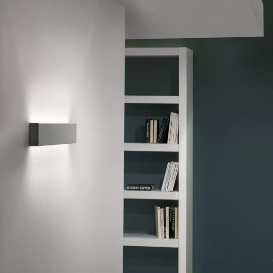 Linea light box w2 applique led 19w 4000k cemento bi emissione