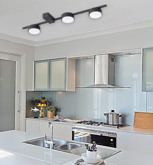 Plafoniera nera per cucina moderna design luminosa