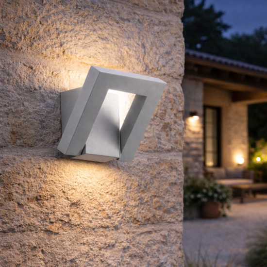Applique da esterno perenz leva ip54 led cct grigio cemento orientabile