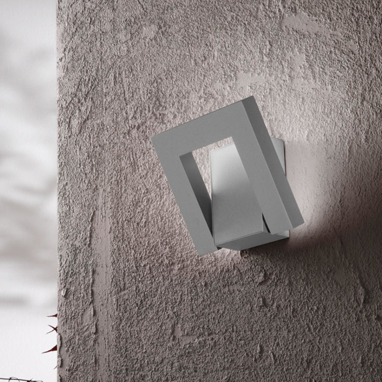 Applique da esterno perenz leva ip54 led cct grigio cemento orientabile