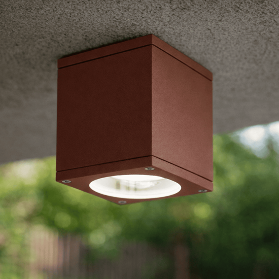 Plafoniera per esterno da soffitto ip65 corten up perenz gx53