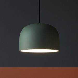 Lampada a sospensione verde bianco cupola yelmo perenz illuminazione