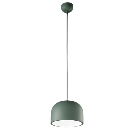 Lampada a sospensione verde bianco cupola yelmo perenz illuminazione