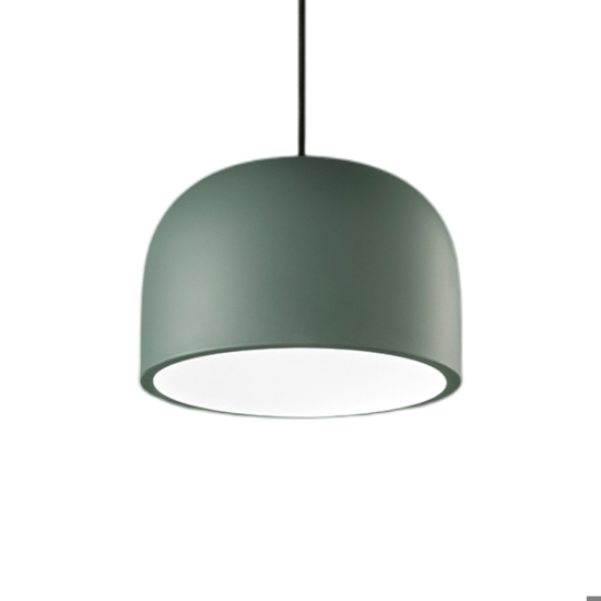 Lampada a sospensione verde bianco cupola yelmo perenz illuminazione