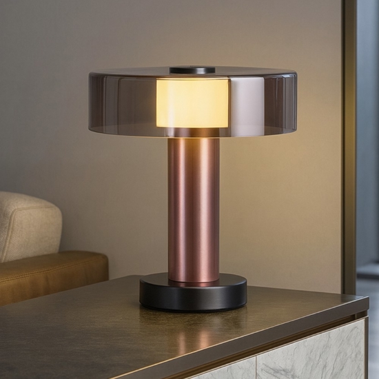 Lampada da tavolo oro rosa design moderna fume per camera daletto