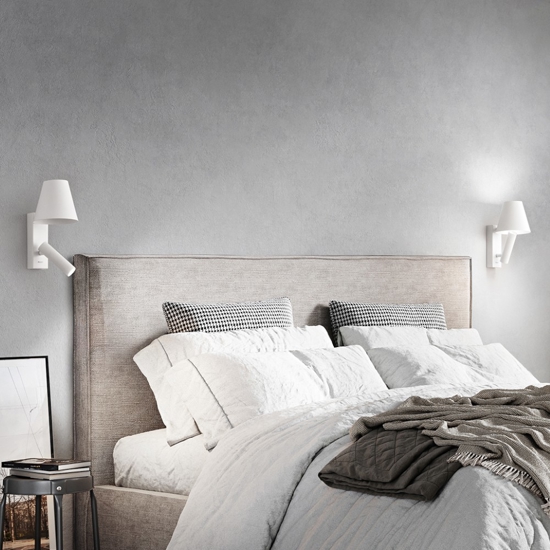 Applique bianco da comodino per camera da letto reverse perenz