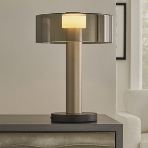 Lampada da tavolo design moderna oro sabbiato