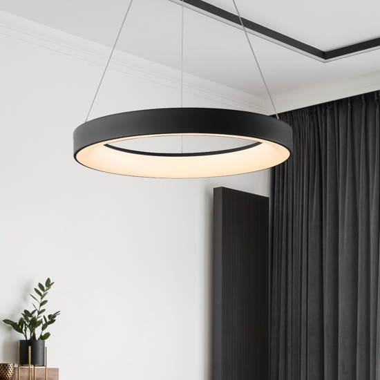 Lampadario anello 38cm nero led 30w da 2700k a 5000k app telecomando
