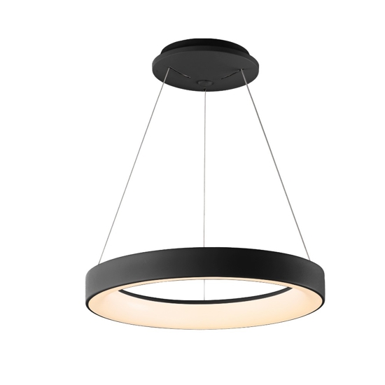 Lampadario anello 38cm nero led 30w da 2700k a 5000k app telecomando