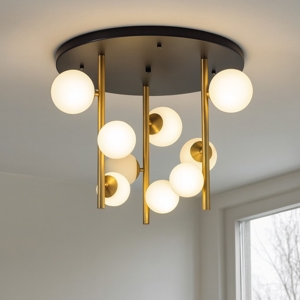 Perlage pl9 ideal lux plafoniera 9 luc sfere vetro bianco