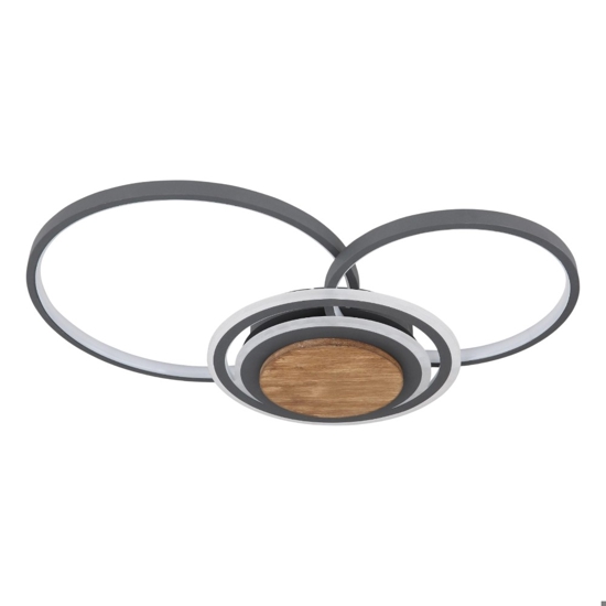 Plafoniera led 40w 3000k legno antracite design