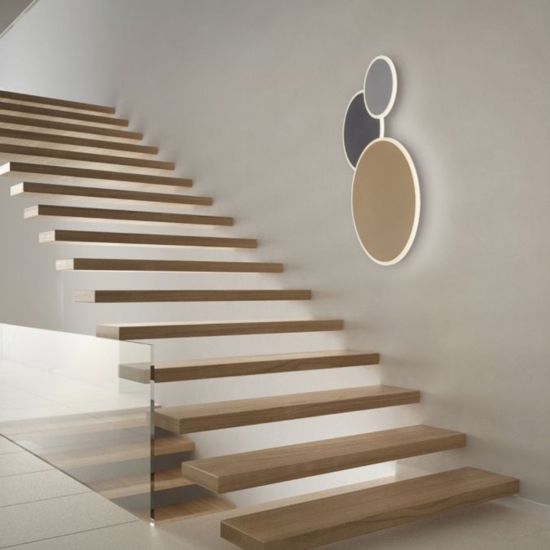 Plafoniera moderna cerchi grigio oro nero led con telecomando app