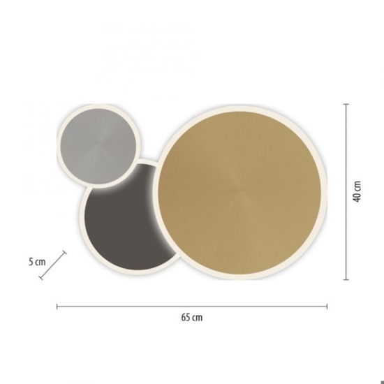 Plafoniera moderna cerchi grigio oro nero led con telecomando app