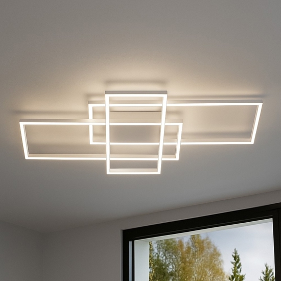 Plafoniera  led cct rettangolare geometrica bianca moderna dimmerabile
