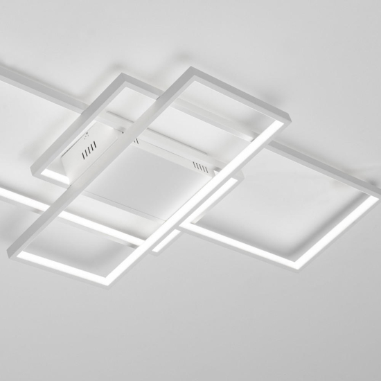 Plafoniera  led cct rettangolare geometrica bianca moderna dimmerabile