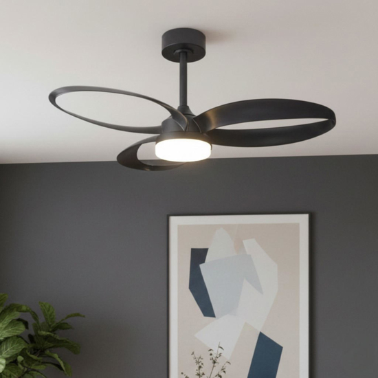 Ventilatore nero da soffitto 13mq led cct dimmerabile con telecomando