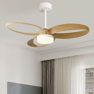 Ventilatore da soffitto bianco e legno led cct dimmerabile 13mq con telecomando