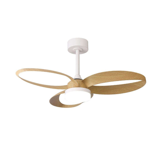 Ventilatore da soffitto bianco e legno led cct dimmerabile 13mq con telecomando