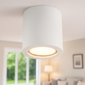 Faretto cilindro corto da soffitto bianco di gesso cristaly