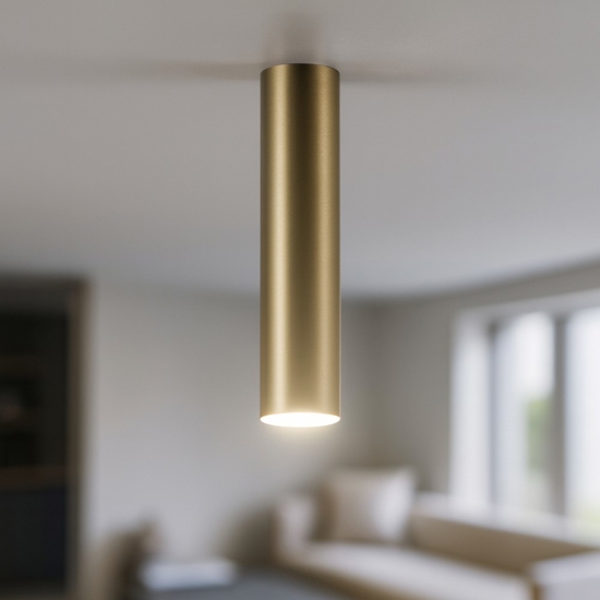 Faretto a soffitto cilindro oro satinato