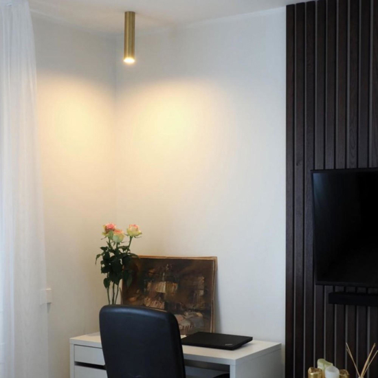 Faretto a soffitto cilindro oro satinato