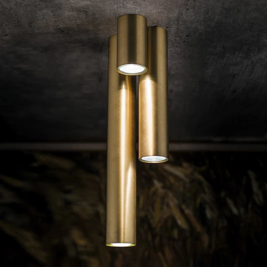 Faretto a soffitto cilindro oro satinato