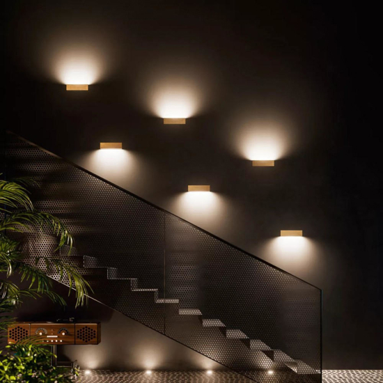 Applique ottone box w1 mono emissione led 14w 2700k linea light