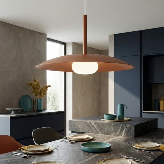 Lampadario colore caffe saliscendi led 3000k per cucina