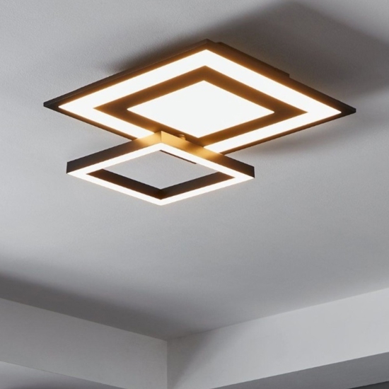 Plafoniera nera led 21w dimmerabile 2700k-6500k rgb app savatarila eglo smart