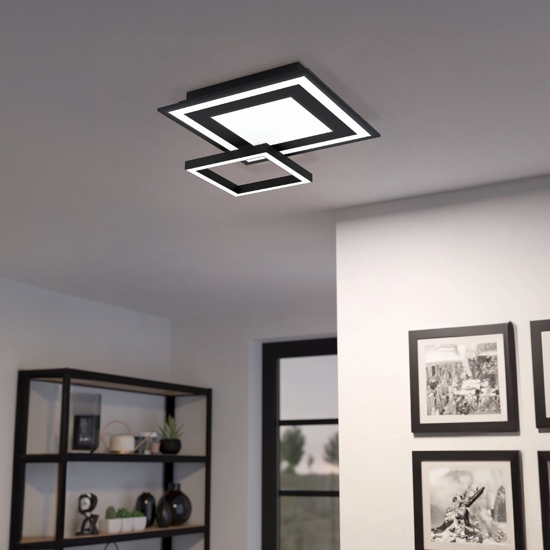 Plafoniera nera led 21w dimmerabile 2700k-6500k rgb app savatarila eglo smart