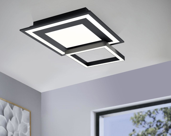 Plafoniera nera led 21w dimmerabile 2700k-6500k rgb app savatarila eglo smart