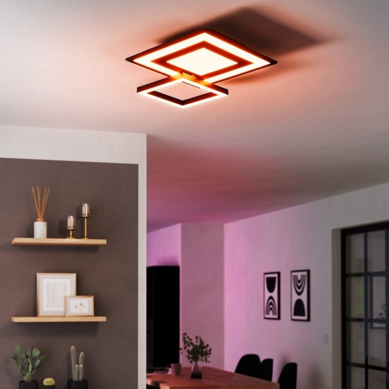 Plafoniera nera led 21w dimmerabile 2700k-6500k rgb app savatarila eglo smart