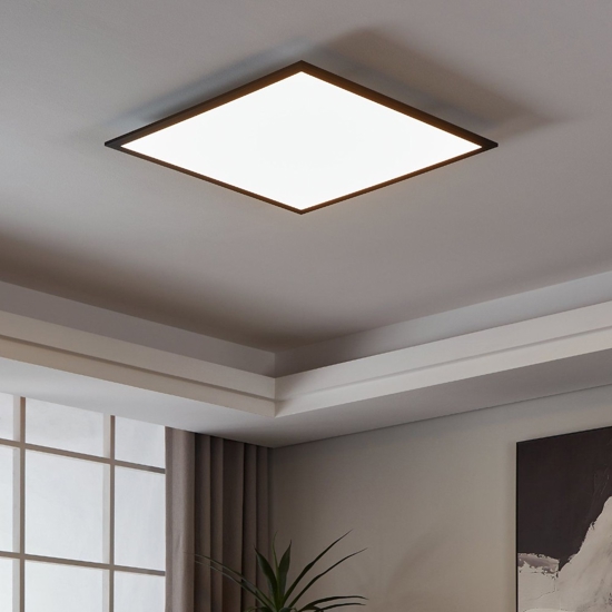 Plafoniera 60x60 nero led 34w 2700k a 6500k dimmerabile controllo remoto app eglo salobrena