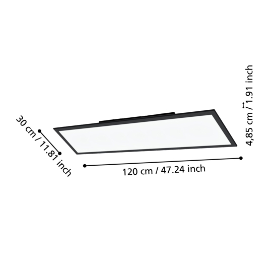 Salobrena eglo plafoniera salobrena led nera 120x30 dimmerabile 33w da 2700k a 6500k