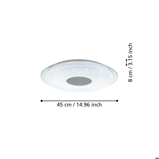 Lanciano z eglo plafoniera smart moderna 45cm dimmerabile cct da led 4.8w 2700k a 6500k