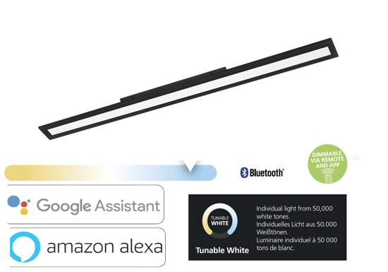 Eglo salobrena plafoniera led 2700k-6500k nera dimmerabile con app smart