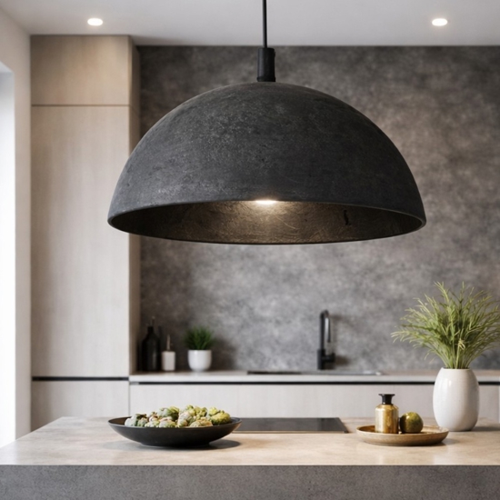 Lampadario sospensione cupola 32cm nero di cartapesta