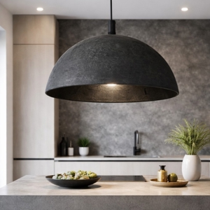 Lampadario cupola 42cm nera cartapesta per cucina moderna
