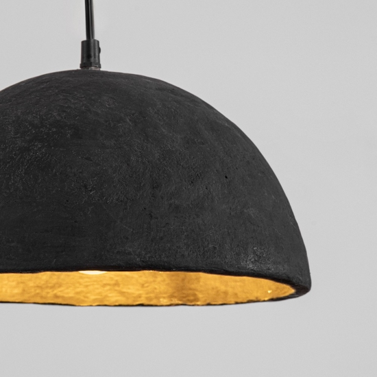 Lampadario cupola 42cm nera cartapesta per cucina moderna