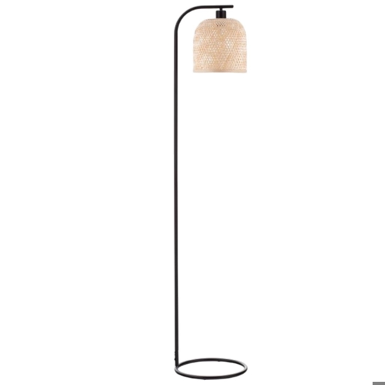 Lampada da terra etnica con paralume in bambu rattan
